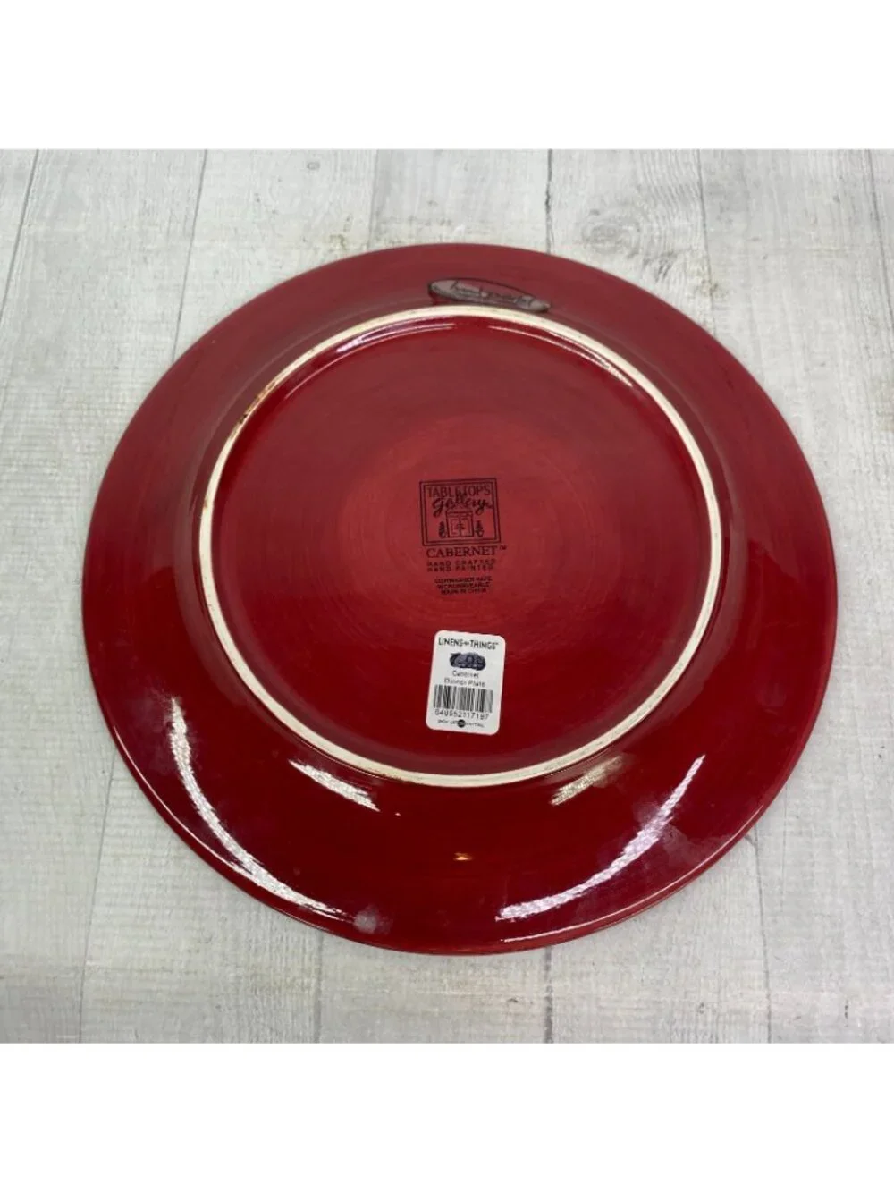 Tabletops AVELLINO CABERNET Hand Painted Red Earthenware Dinner Plates Set 2 NEW